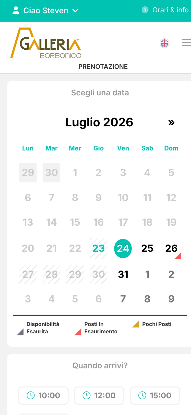 Spostamento self-service della prenotazione — il cliente sceglie la nuova data dal calendario okTicket