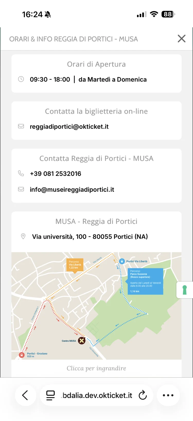 Orari di apertura, contatti e indirizzo della struttura — biglietteria online okTicket